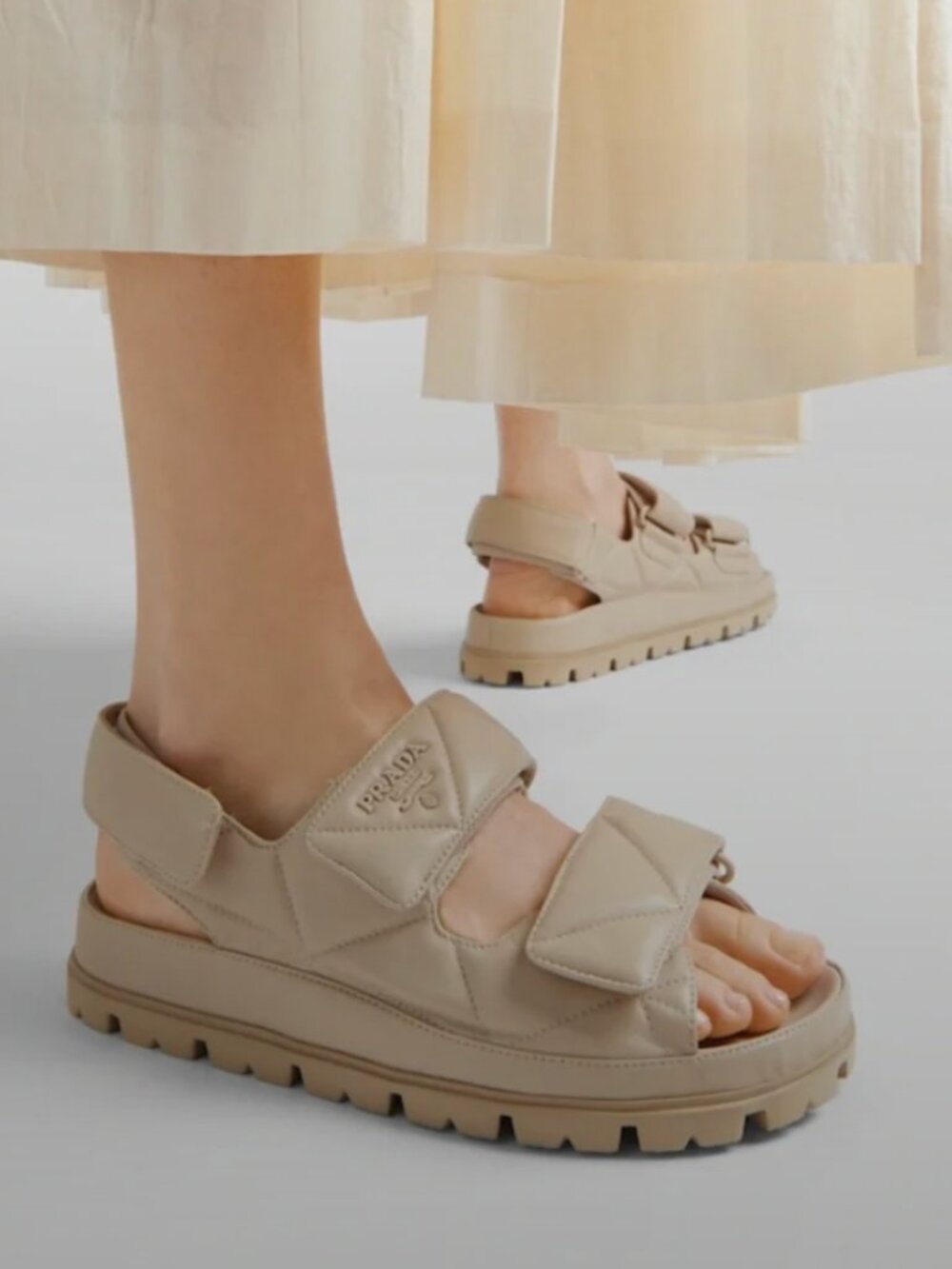 Prada Quilted Leather Dad Sandals. Size 8.